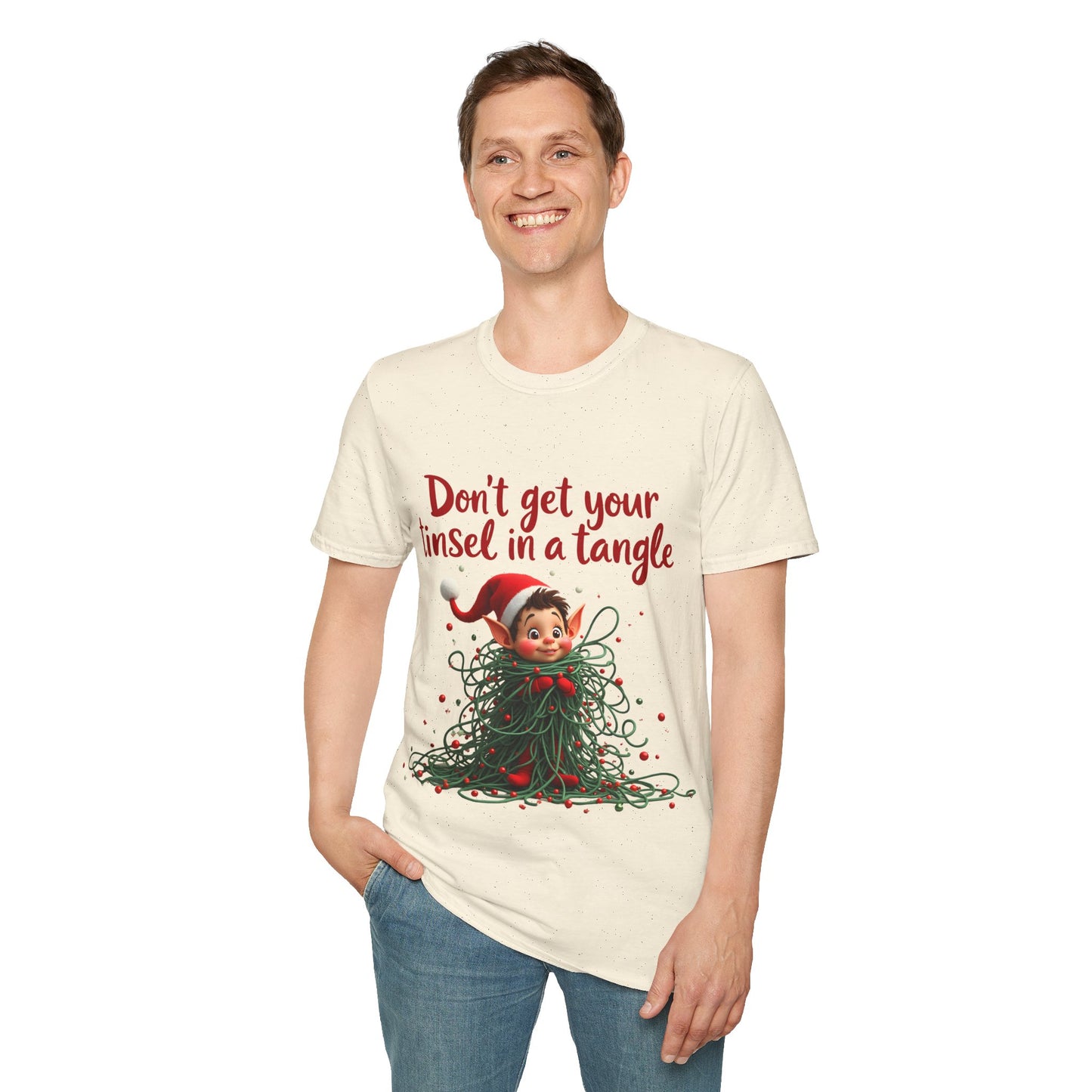 "Don't Get Your Tinsel in a Tangle" Cute Elf Holiday Tee