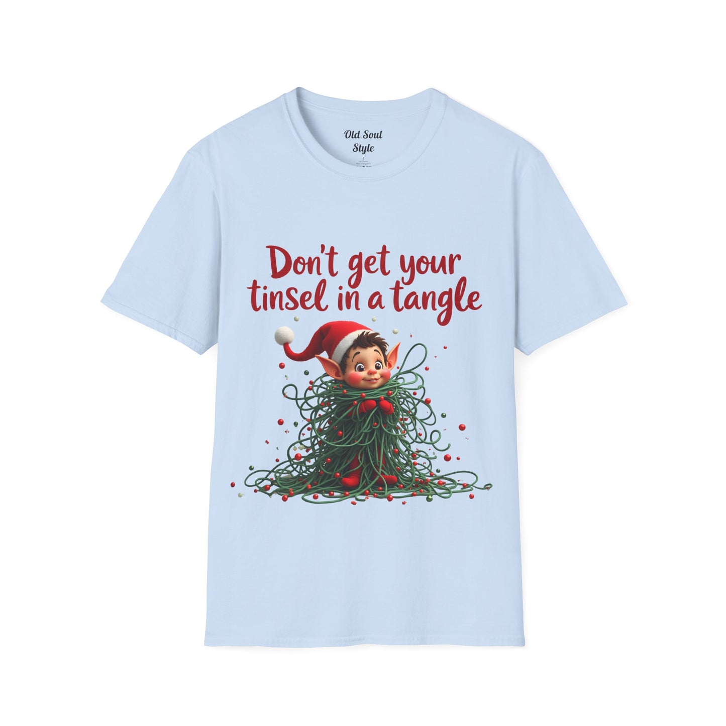 "Don't Get Your Tinsel in a Tangle" Cute Elf Holiday Tee