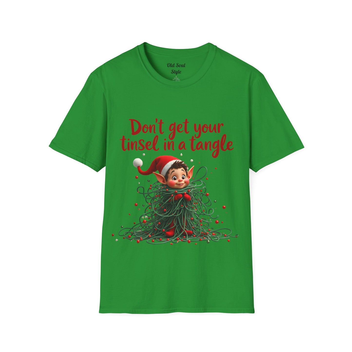 "Don't Get Your Tinsel in a Tangle" Cute Elf Holiday Tee