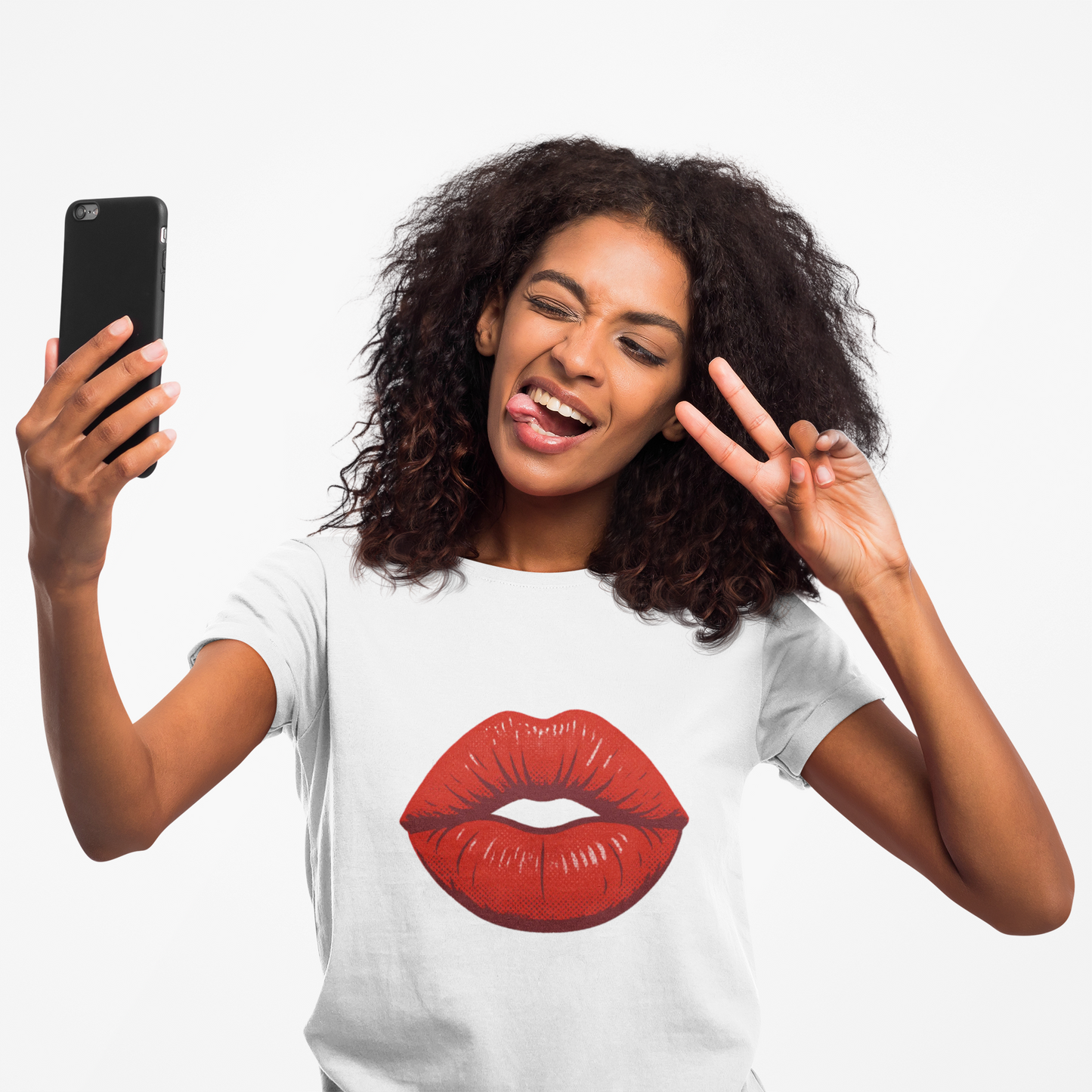 Bold Red Kissing Lips T-Shirt — "Be Fun, Be Bold"