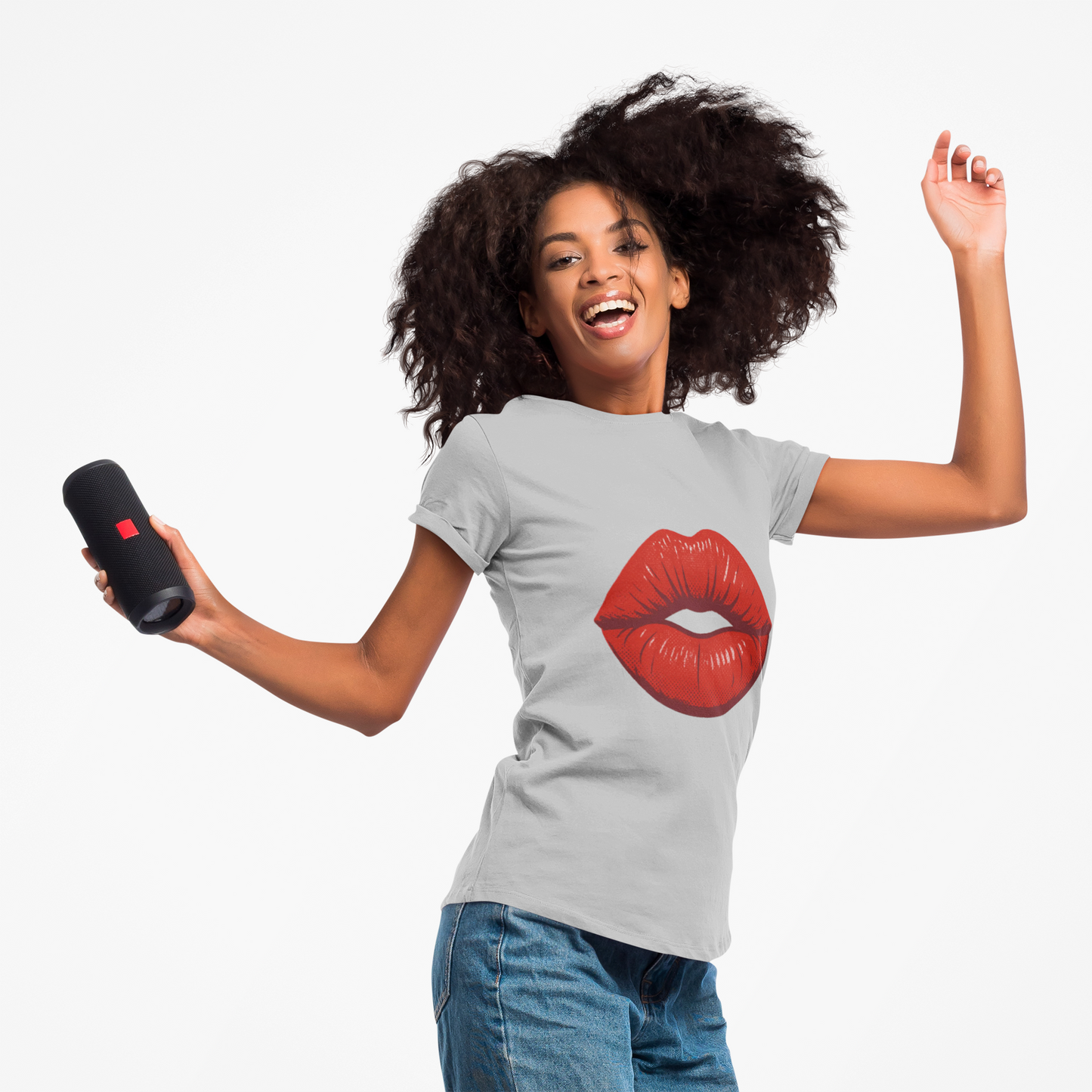 Bold Red Kissing Lips T-Shirt — "Be Fun, Be Bold"