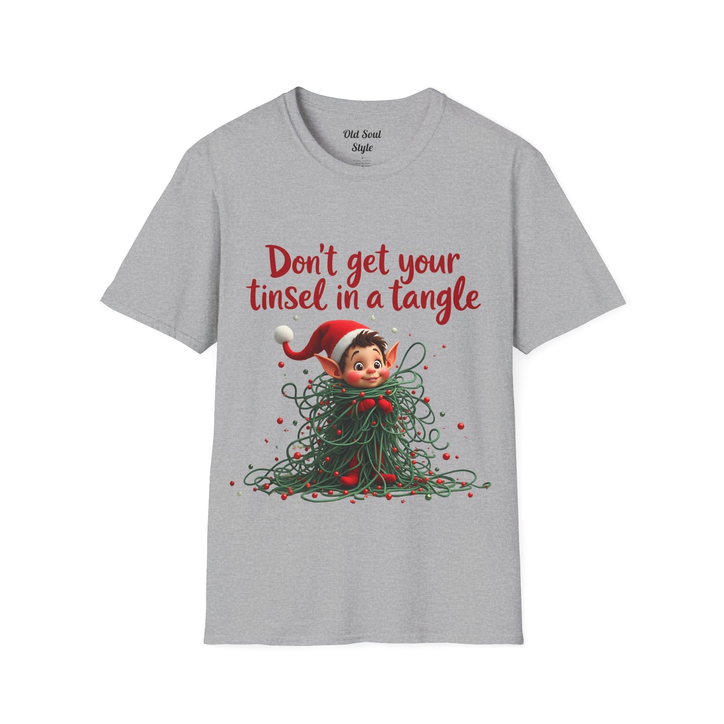"Don't Get Your Tinsel in a Tangle" Cute Elf Holiday Tee