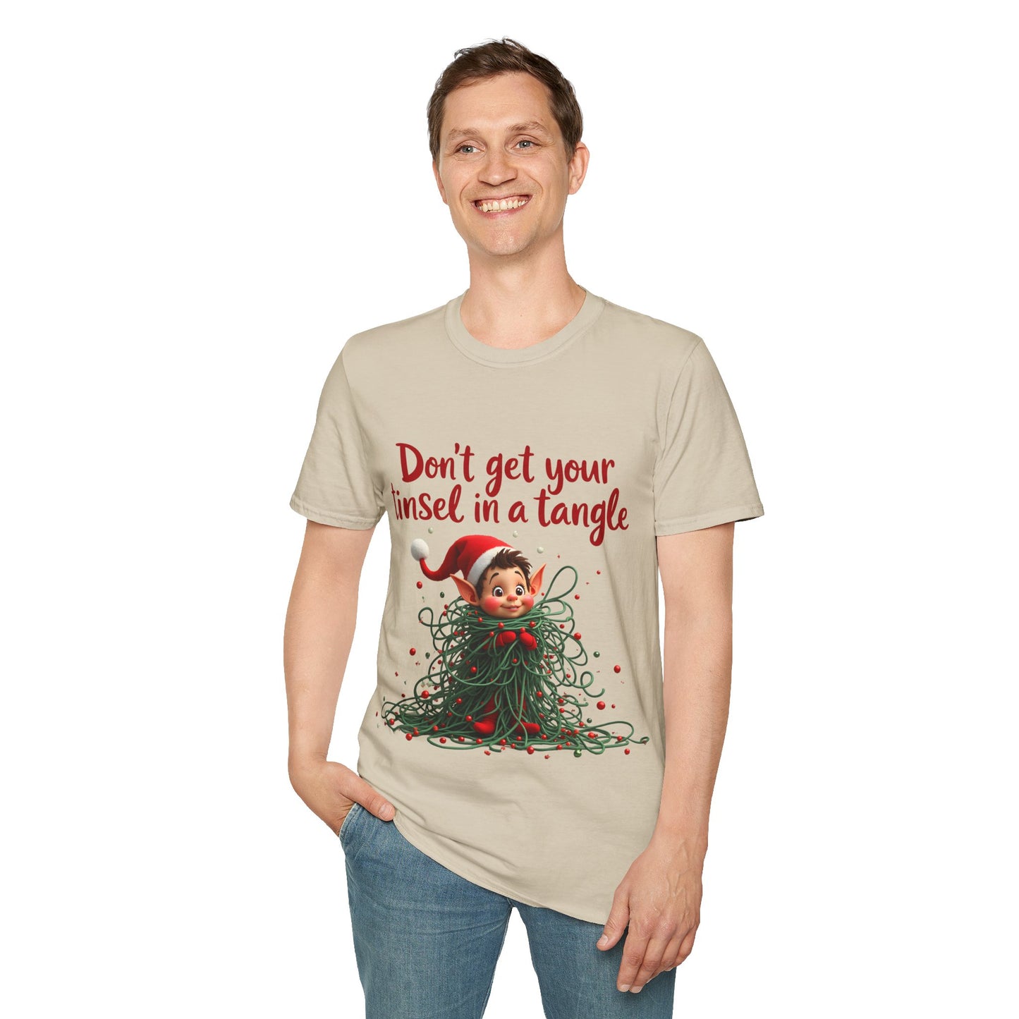 "Don't Get Your Tinsel in a Tangle" Cute Elf Holiday Tee